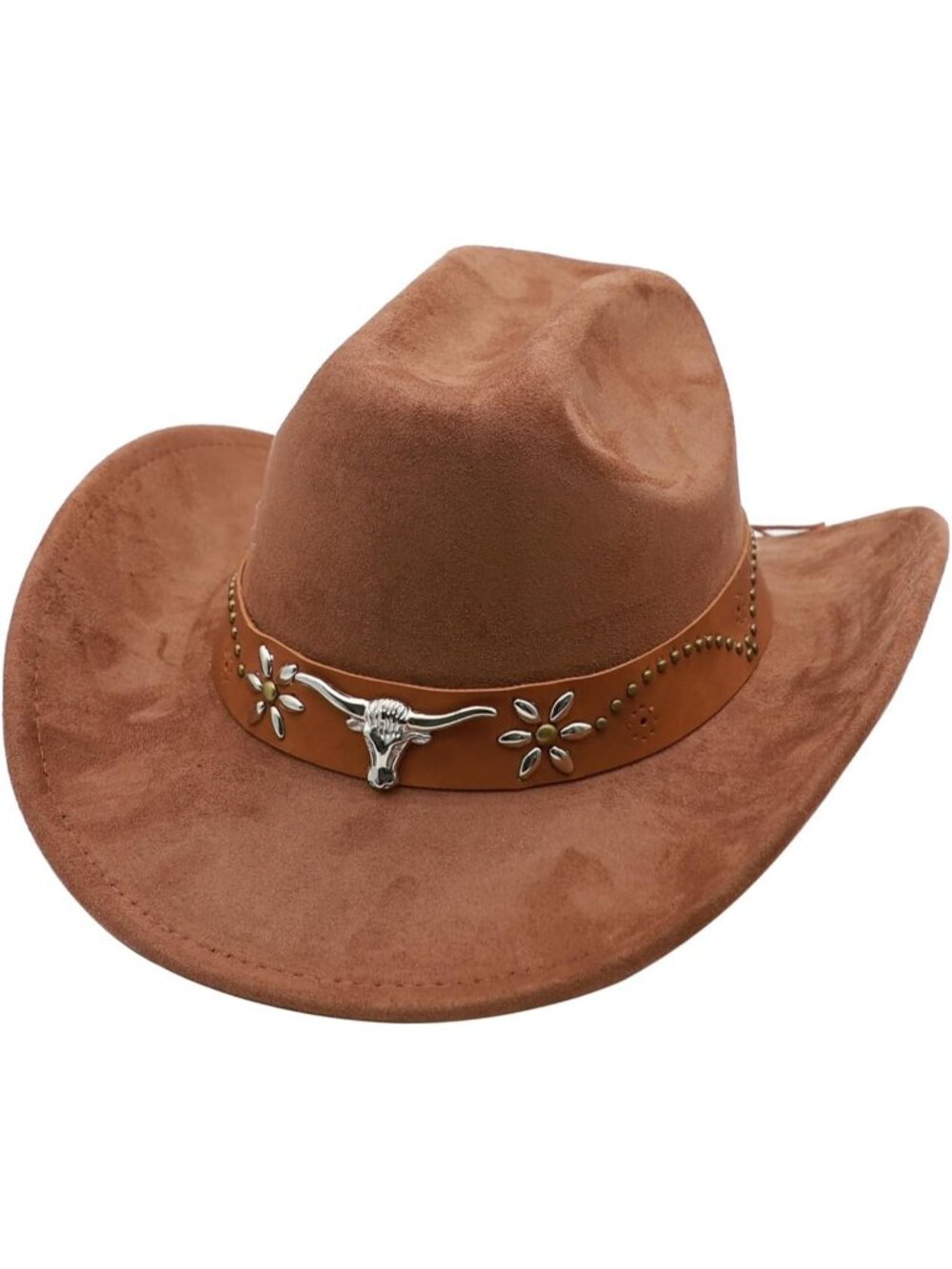 Unisex Khaki Wide Brim Felt Fedora Buckle Belt Cowgirl Western Cowboy Hat